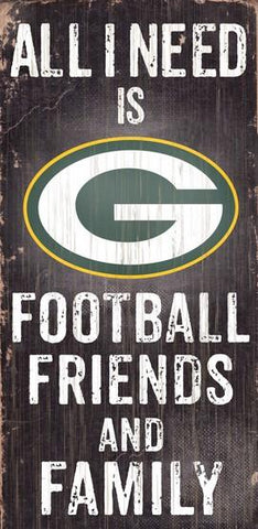 Green Bay Packers Football, Friends & Family Wooden Sign