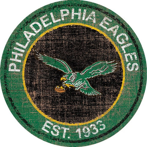 Philadelphia Eagles Heritage Retro Round Logo Wooden Sign