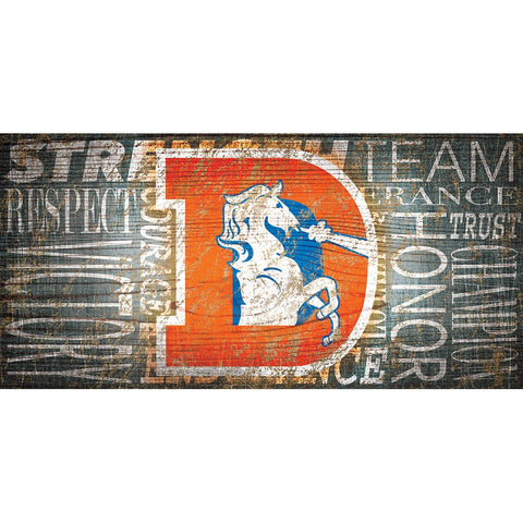 Denver Broncos Heritage Word Collage Wooden Sign