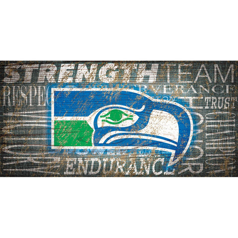 Seattle Seahawks Heritage Word Collage Wooden Sign