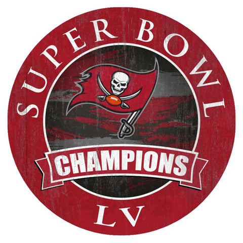 Tampa Bay Buccaneers Super Bowl LV Champions 12" Circle Wood Sign