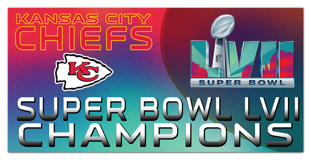 Kansas City Chiefs Super Bowl LVII Champions Colorsplash 6" x 12" Wood Sign