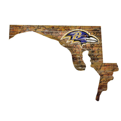 Baltimore Ravens Large State Cutout Wooden Sign