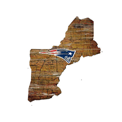 New England Patriots Large State Cutout Wooden Sign