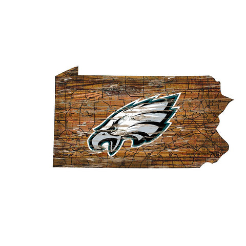 Philadelphia Eagles Large State Cutout Wooden Sign