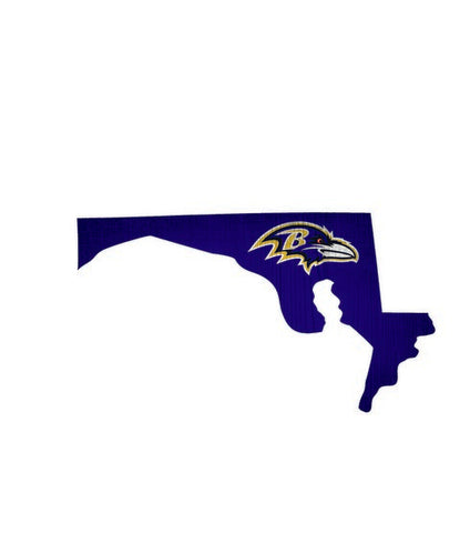 Baltimore Ravens Team Color State Cutout Wooden Sign