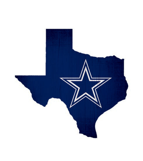 Dallas Cowboys Team Color State Cutout Wooden Sign