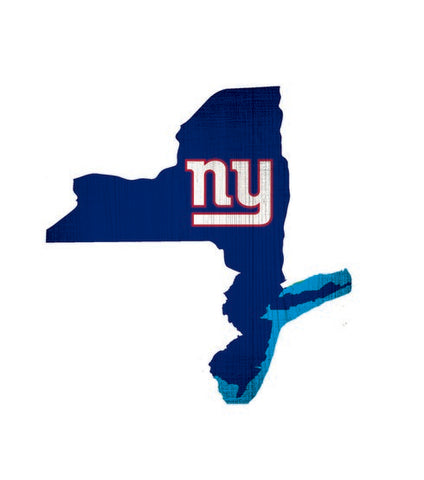 New York Giants Team Color State Cutout Wooden Sign