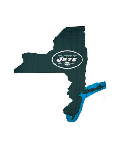New York Jets Team Color State Cutout Wooden Sign