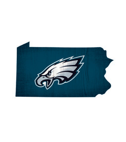 Philadelphia Eagles Team Color State Cutout Wooden Sign