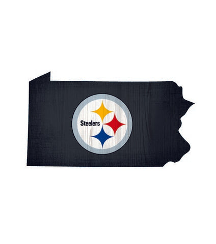 Pittsburgh Steelers Team Color State Cutout Wooden Sign