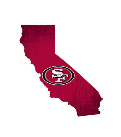 San Francisco 49ers Team Color State Cutout Wooden Sign