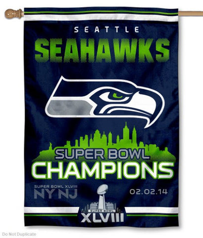 Seattle Seahawks Super Bowl XLVIII Champions Double Sided House Flag