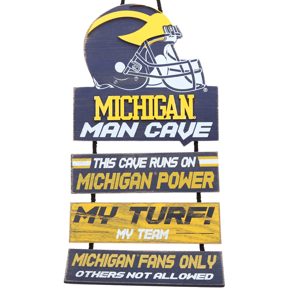 Michigan Wolverines Helmet Man Cave Dangle Sign