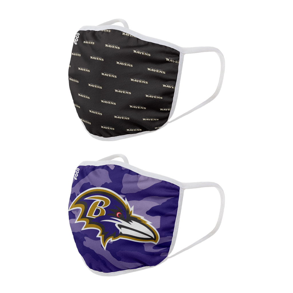 Baltimore Ravens 2pk Clutch Face Cover Masks