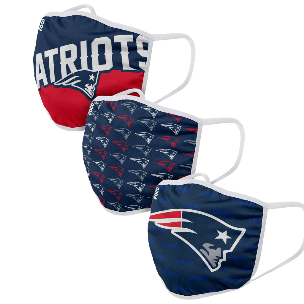 New England Patriots 3pk Gametime Face Cover Masks