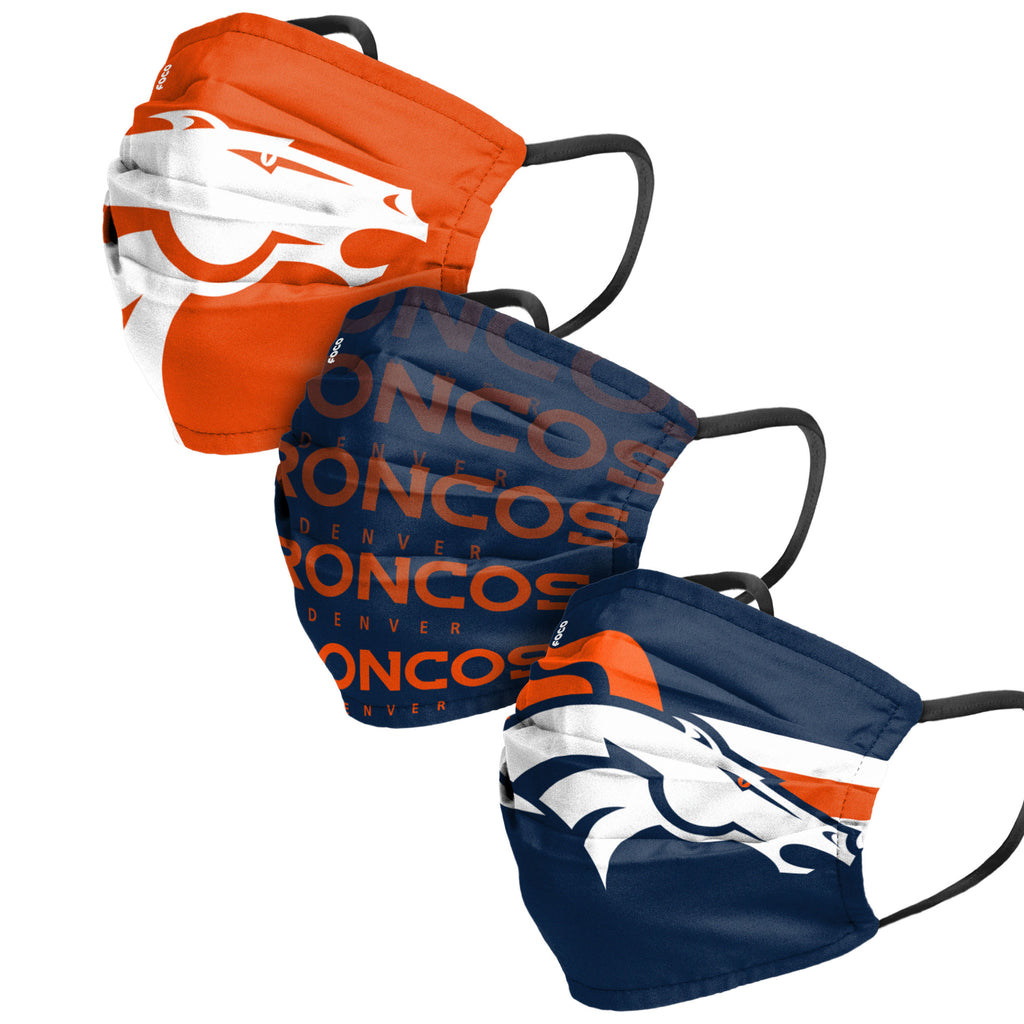 Denver Broncos 3pk Match Day Face Cover Masks