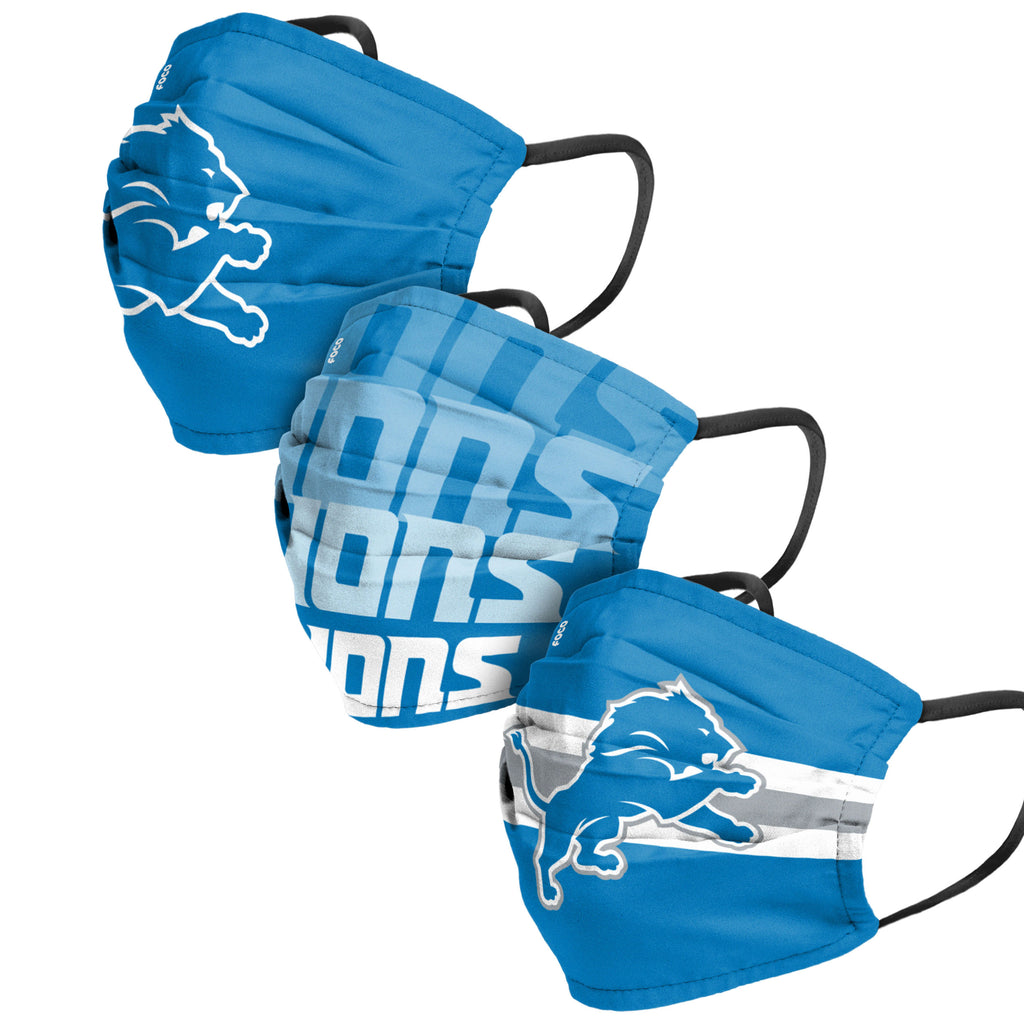 Detroit Lions 3pk Match Day Face Cover Masks