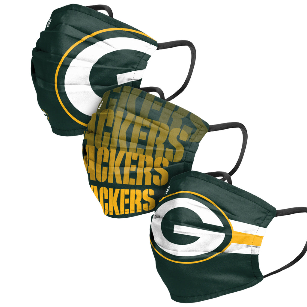Green Bay Packers 3pk Match Day Face Cover Masks