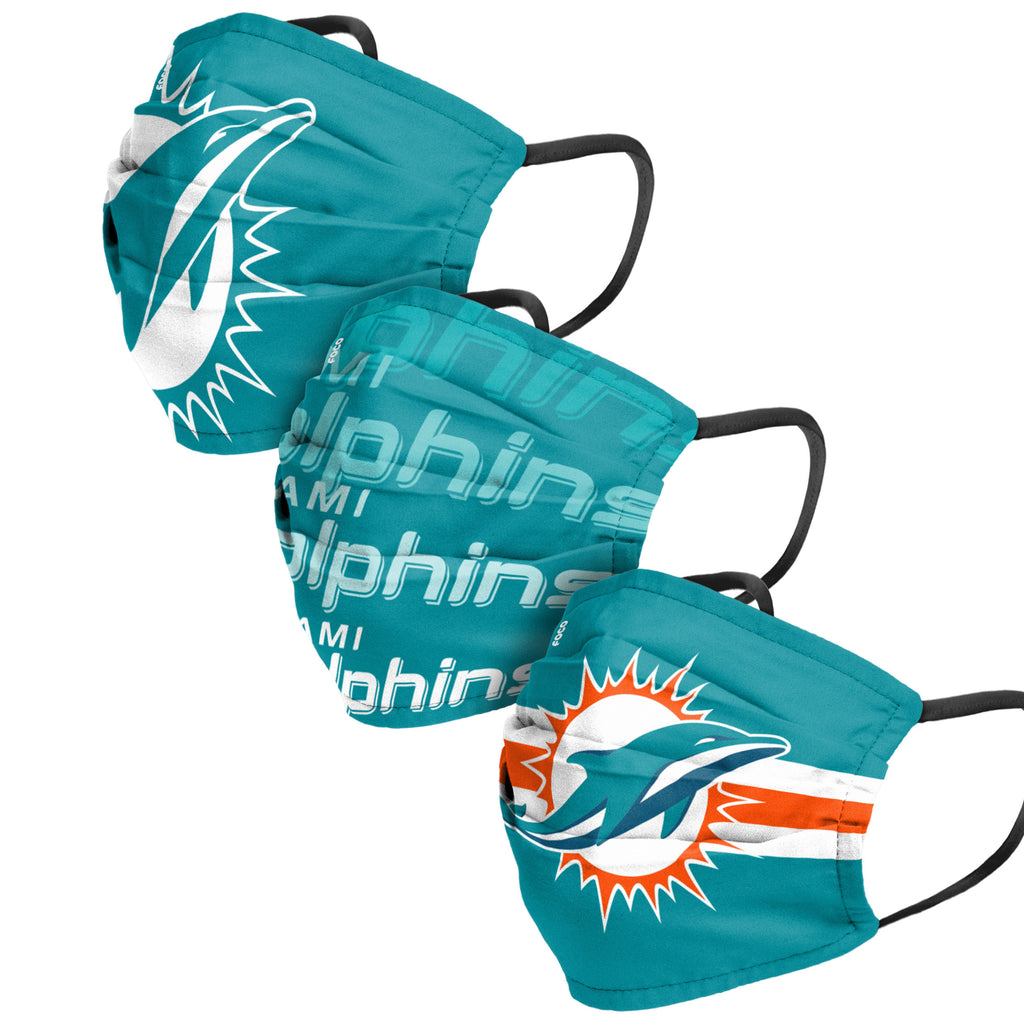 Miami Dolphins 3pk Match Day Face Cover Masks
