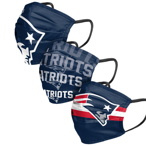 New England Patriots 3pk Match Day Face Cover Masks