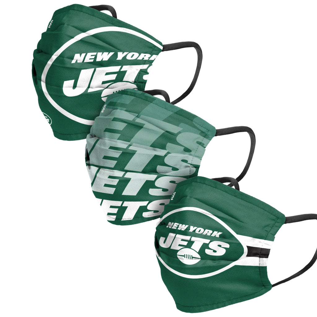 New York Jets 3pk Match Day Face Cover Masks