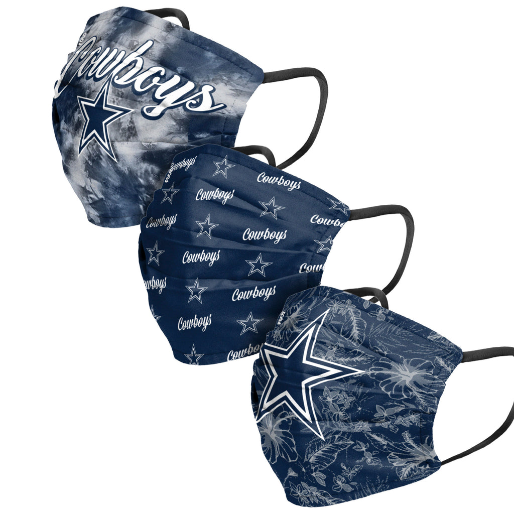 Dallas Cowboys 3pk Match Day Face Cover Masks - Women's