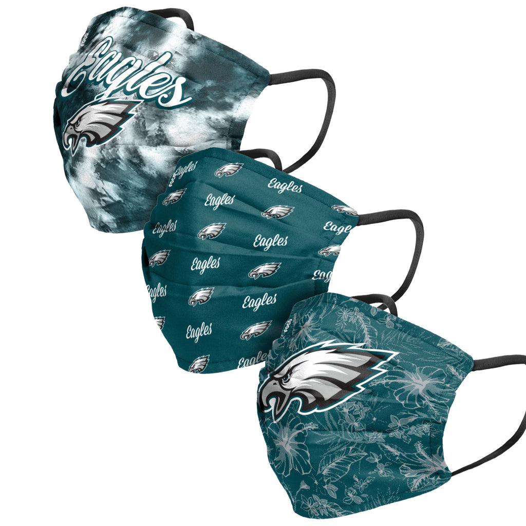 Philadelphia Eagles 3pk Match Day Face Cover Masks - Women's
