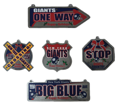 New York Giants 5pc Metal Sign Ornament