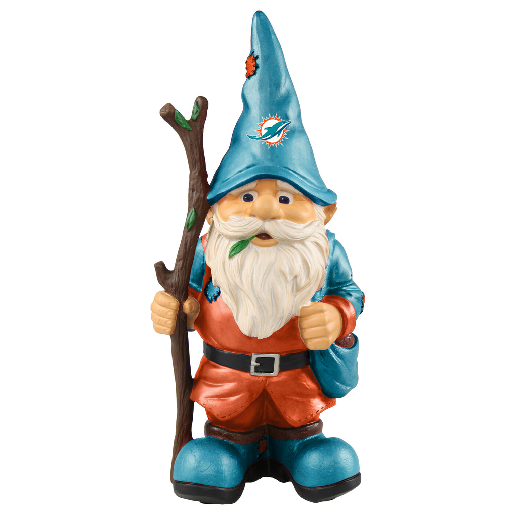 Miami Dolphins Gnome Holding Walking Stick