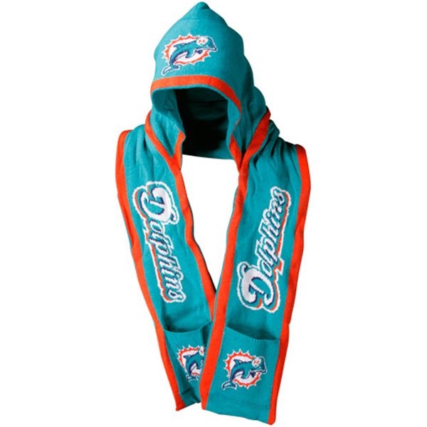 Miami Dolphins Knit Team Hooded Scarf