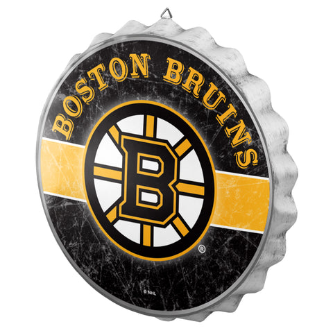 Boston Bruins Metal Distressed Bottle Cap Sign