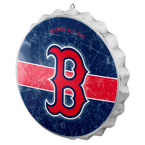 Boston Red Sox Metal Distressed Bottle Cap Sign