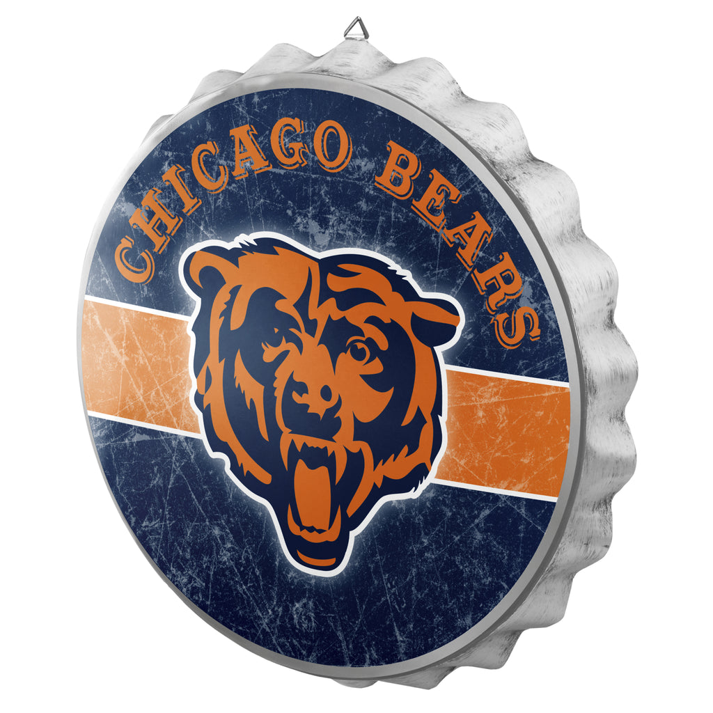 Chicago Bears Metal Distressed Bottle Cap Sign