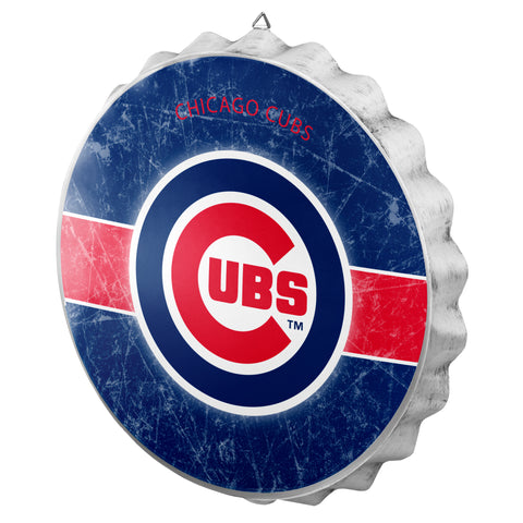 Chicago Cubs Metal Distressed Bottle Cap Sign