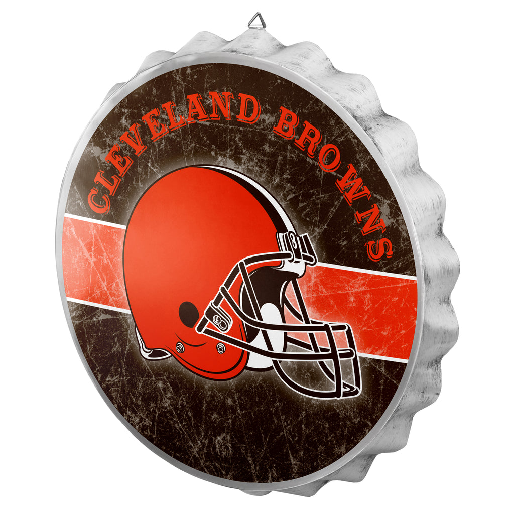 Cleveland Browns Metal Distressed Bottle Cap Sign