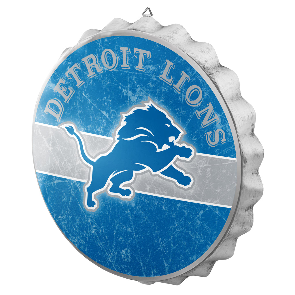 Detroit Lions Metal Distressed Bottle Cap Sign