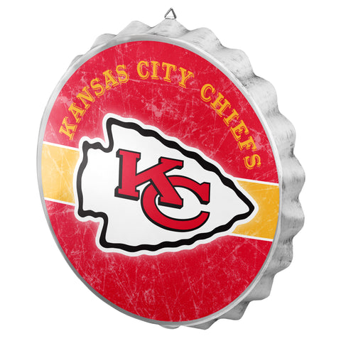 Kansas City Chiefs Metal Distressed Bottle Cap Sign