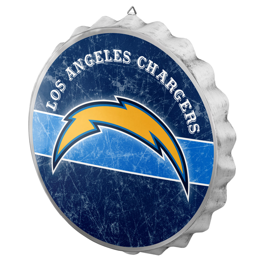 Los Angeles Chargers Metal Distressed Bottle Cap Sign