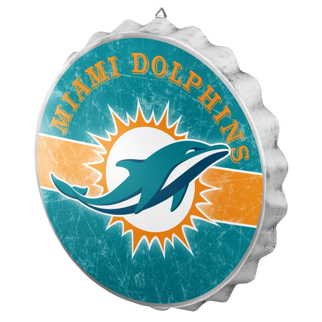 Miami Dolphins Metal Distressed Bottle Cap Sign