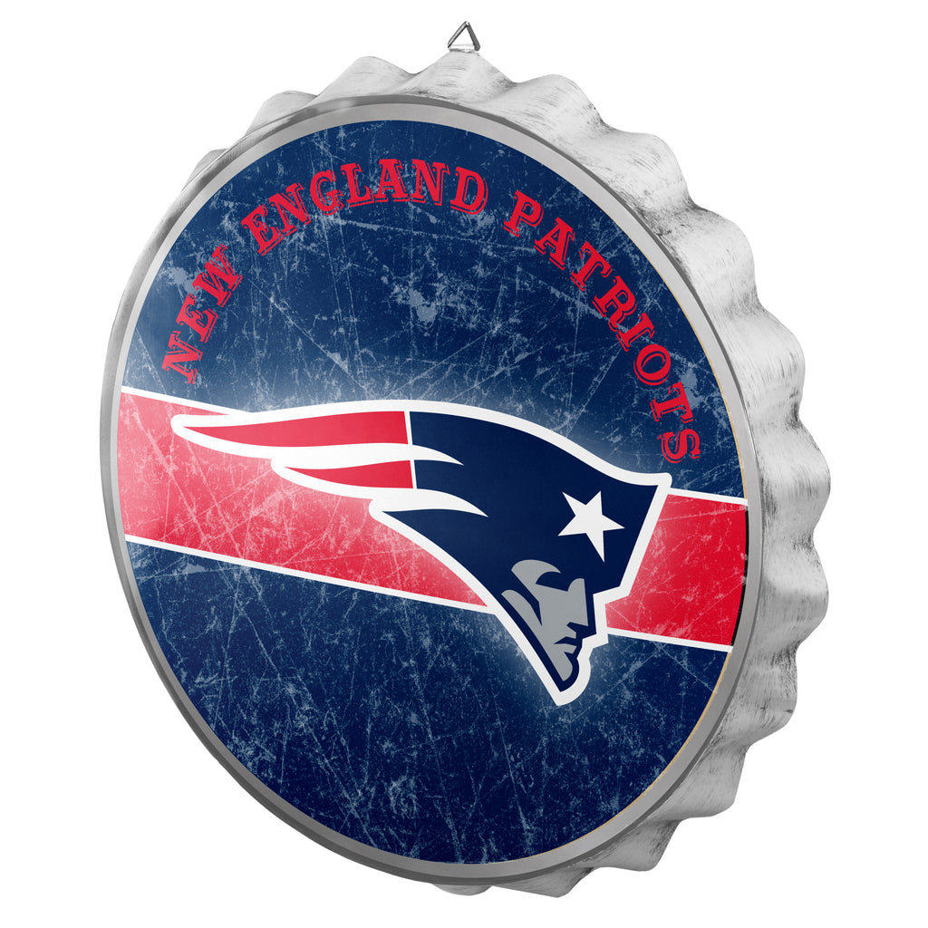 New England Patriots Metal Distressed Bottle Cap Sign