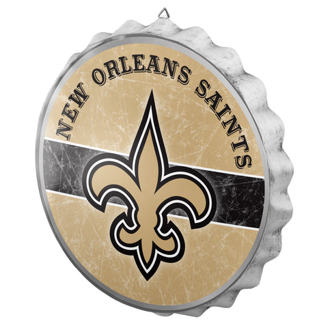 New Orleans Saints Metal Distressed Bottle Cap Sign
