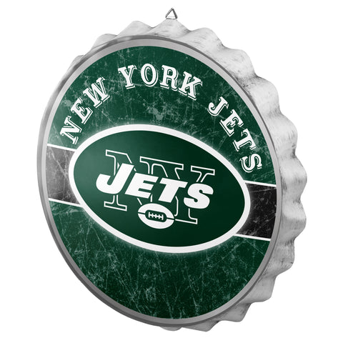 New York Jets Metal Distressed Bottle Cap Sign