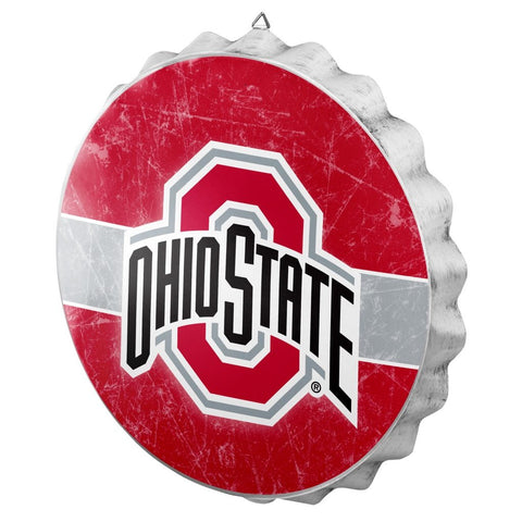 Ohio State Buckeyes Metal Distressed Bottle Cap Sign