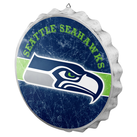Seattle Seahawks Metal Distressed Bottle Cap Sign