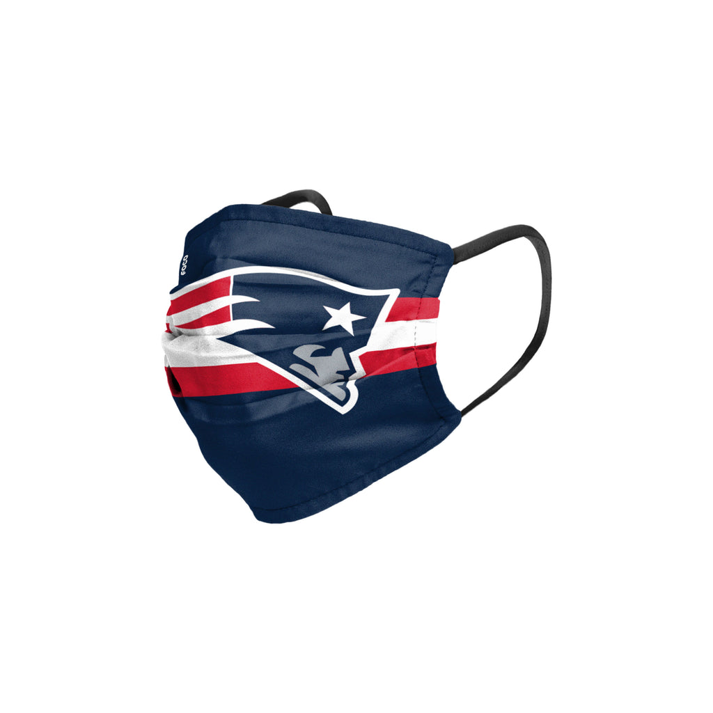 New England Patriots Stripe Big Logo Pleated Face Cover Mask