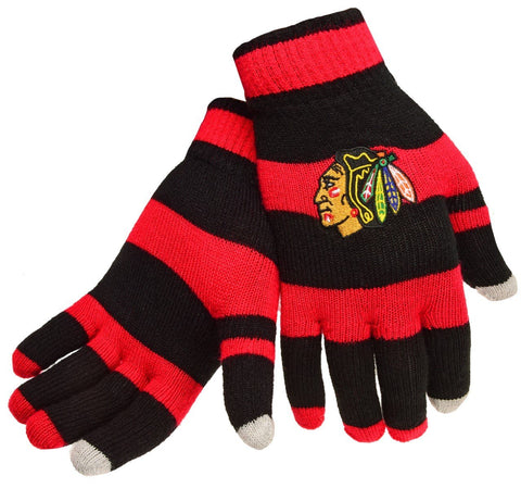 Chicago Blackhawks Stripe Knit Text Glove