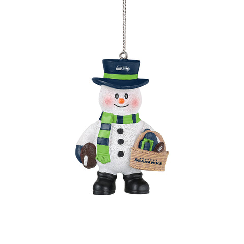Seattle Seahawks Snowman Basket Ornament