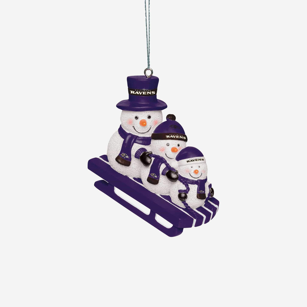 Baltimore Ravens Snowmen Sledding Ornament