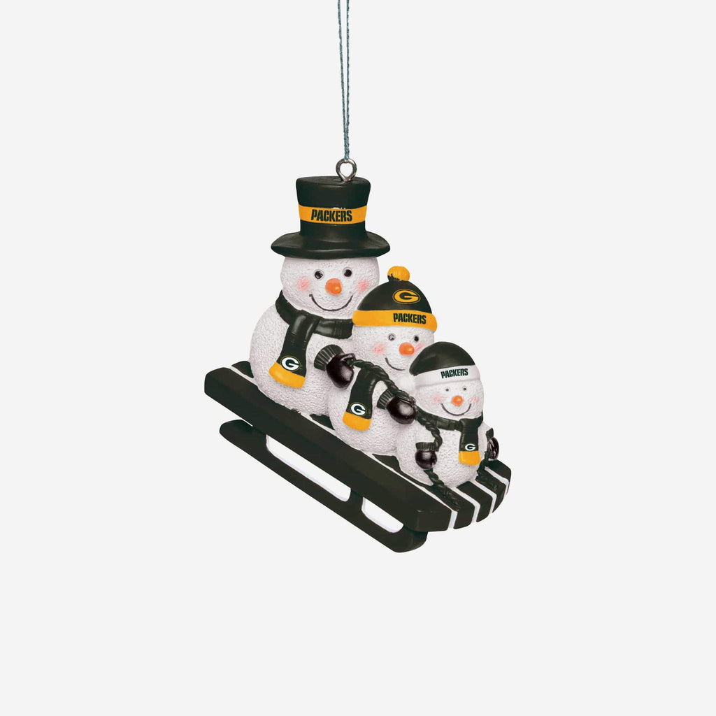 Green Bay Packers Snowmen Sledding Ornament